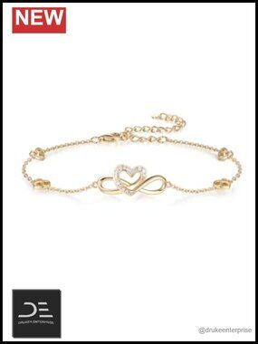 Moissanite Infinity Chain Bracelet for Women 925 Sterling Silver